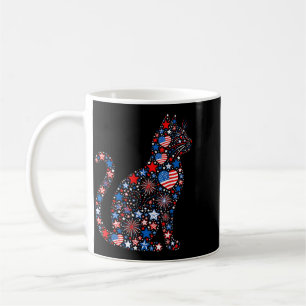 Cat Aamerican Usa Flag Fireworks Patriotic Fourth Coffee Mug