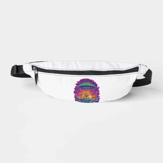 Cat Abduction Squad � Funny Alien Kitty Sci-Fi Bum Bags (Front)