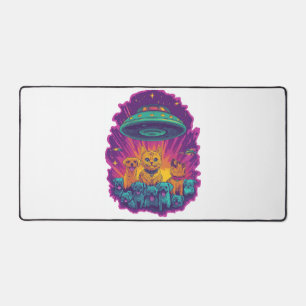 Cat Abduction Squad � Funny Alien Kitty Sci-Fi Desk Mat