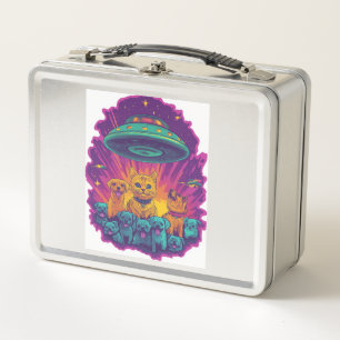 Cat Abduction Squad � Funny Alien Kitty Sci-Fi Metal Lunch Box