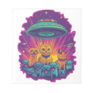 Cat Abduction Squad � Funny Alien Kitty Sci-Fi Notepad