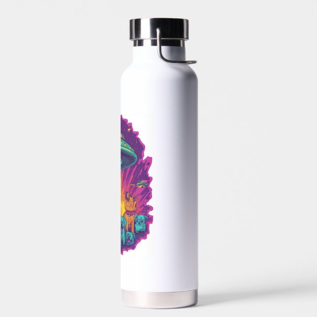 Cat Abduction Squad � Funny Alien Kitty Sci-Fi Water Bottle (Left)