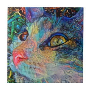 Cat Abstract Art Tile Trivet