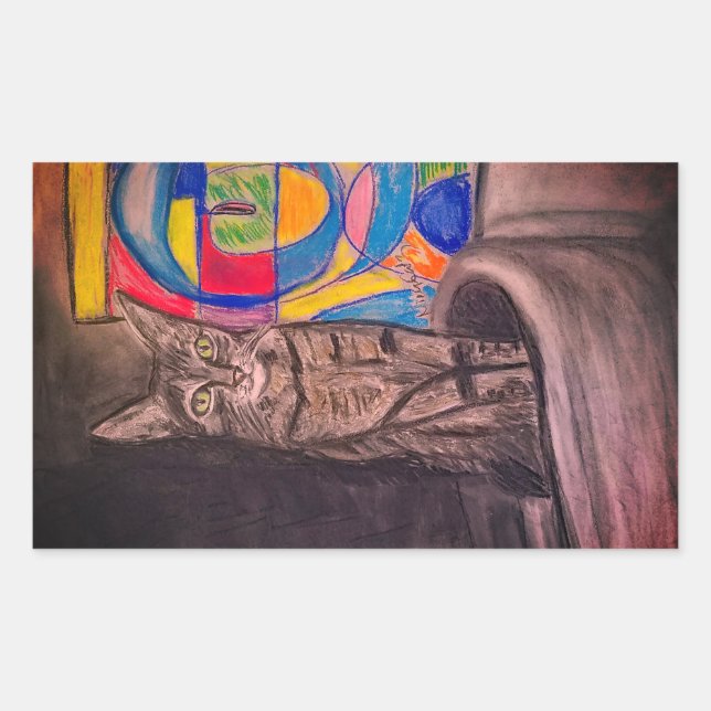 Cat Abstractions Rectangular Sticker (Front)