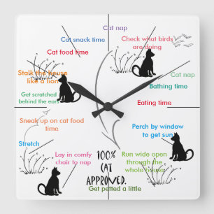 Cat Activity Funny Cats CricketDiane Square Wall Clock