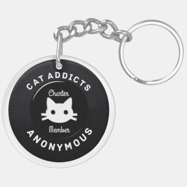 Cat Addicts Anonymous Key Ring (Back Right)