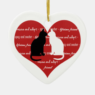 Cat adoption, rescue heart  ornament