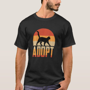 Cat Adoption Retro And Vintage Sunset Animal Rescu T-Shirt