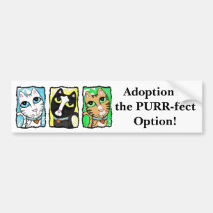 Cat Adoption Triptych Bumper Sticker