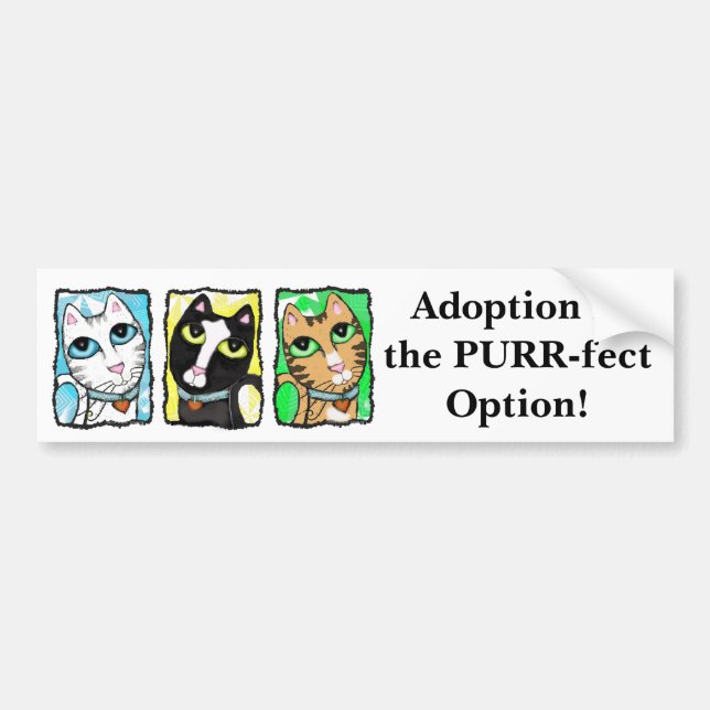 Cat Adoption Triptych Bumper Sticker (Front)