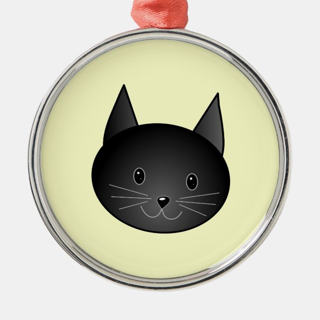 Cat. Adorable black kitty. Metal Ornament (Front)