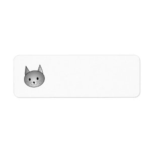 Cat. Adorable Grey Kitty Design. Return Address Label