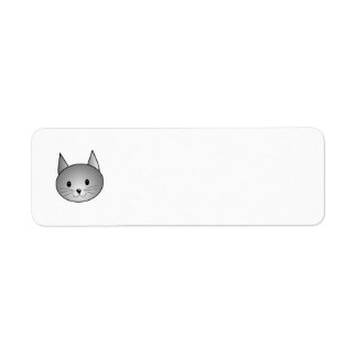 Cat. Adorable Grey Kitty Design. Return Address Label