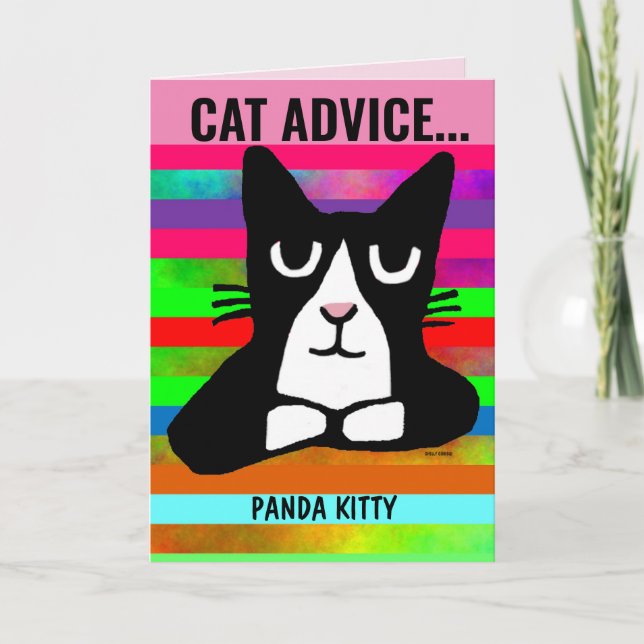 CAT ADVICE FUNNY PANDA KITTY BIRTHDAY GREETING  CARD (Front)