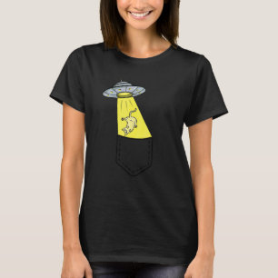 Cat Alien Abduction Pocket Believe Ufo Kitten Cat T-Shirt