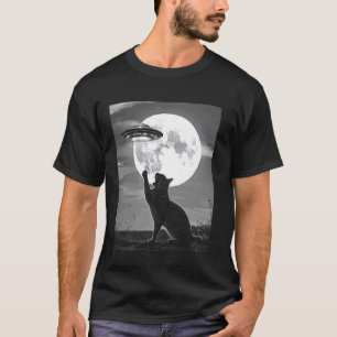 Cat Alien UFO Funny Cat Silhouette Flying Saucer S T-Shirt