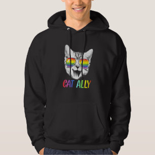 Cat Ally Rainbow Sunglasses Lgbt Gay Pride Kittys Hoodie