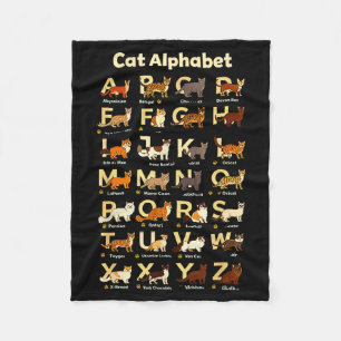 Cat alphabet funny kitten lover teacher vibe fleece blanket