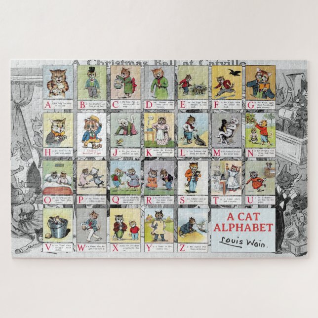 Cat Alphabet, Louis Wain Jigsaw Puzzle (Horizontal)