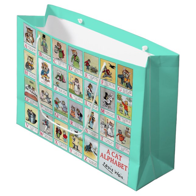 Cat Alphabet, Louis Wain Large Gift Bag (Front Angled)