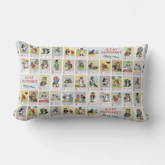 Cat Alphabet, Louis Wain Lumbar Cushion (Front)