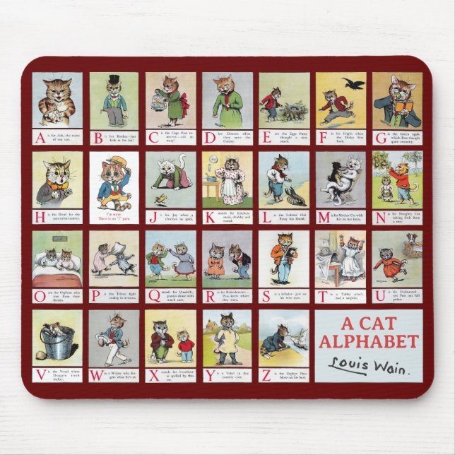 Cat Alphabet, Louis Wain Mouse Pad (Front)