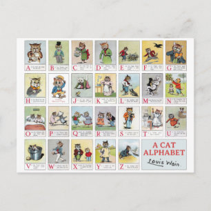 Cat Alphabet, Louis Wain Postcard