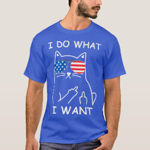 Cat America Flag Glasses IDo What IWantCats T-Shirt