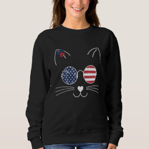 Cat American Flag America USA 4th of July Sweatshirt