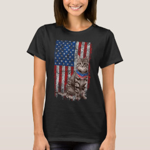 Cat American Flag Bandanna Patriotic 4th Of July T-Shirt