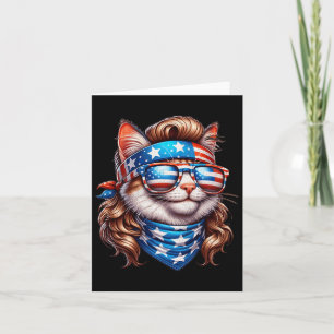Cat American Flag Patriotic Funny Mullet Cat 4th O Card