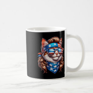 Cat American Flag Patriotic Funny Mullet Cat 4th O Coffee Mug