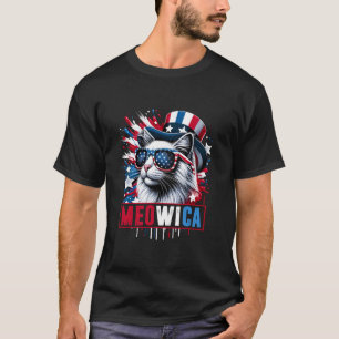 Cat American Flag Patriotic Meowica 4th Of July T-Shirt