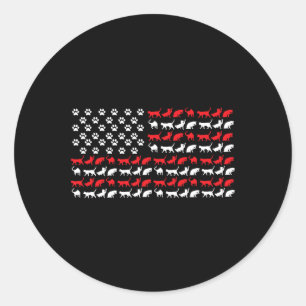 Cat American Flag Usa Paws Patriotic Classic Round Sticker