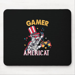Cat Americat 4th Of July American Gamer Mouse Pad
