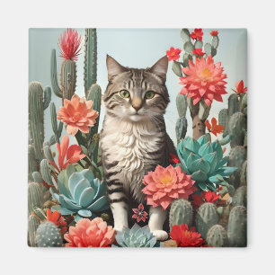 Cat Among the Cactuses Cat Lovers Magnet