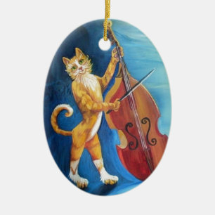 Cat and a Fiddle Ceramic Ornament