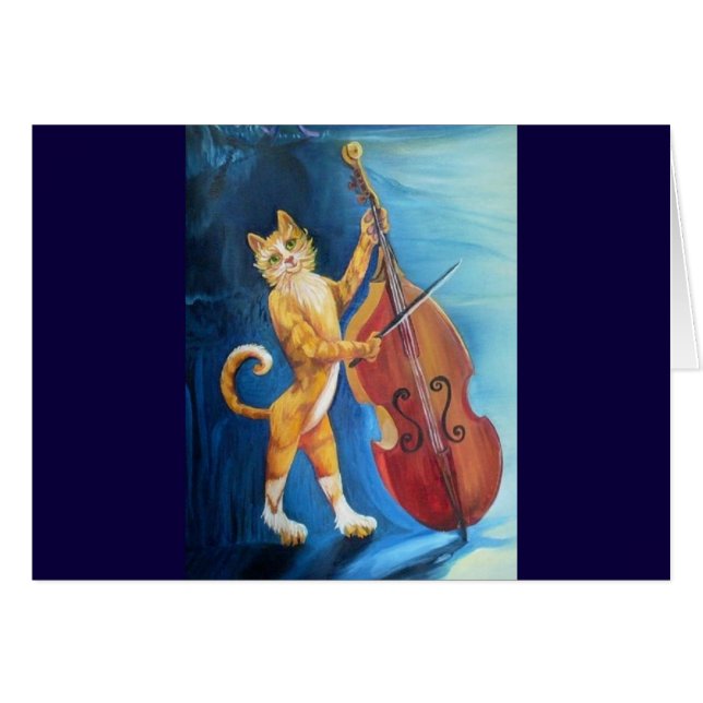 Cat and a Fiddle Greeting Card (Front Horizontal)
