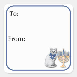 Cat and a Menorah Sticker