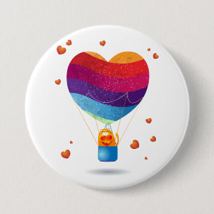  Cat and Ballon of Love  7.5 Cm Round Badge