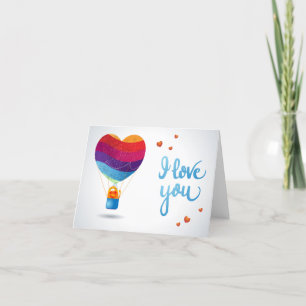 Cat and Ballon of Love  Holiday Card