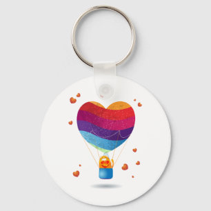 Cat and Ballon of Love  Key Ring