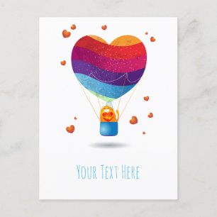 Cat and Ballon of Love  Postcard