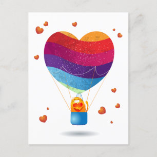 Cat and Ballon of Love Postcard