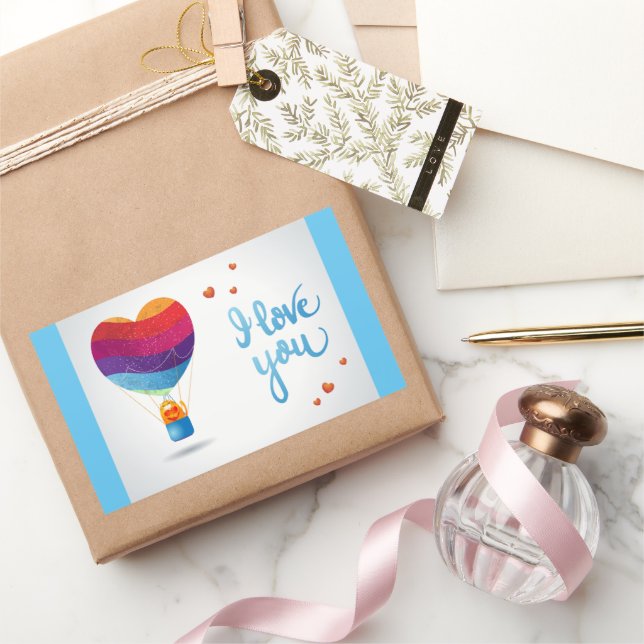 Cat and Ballon of Love  Rectangular Sticker (Gifting)