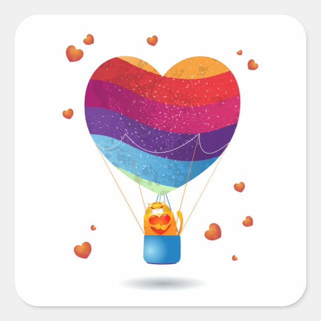 Cat and Ballon of Love  Square Sticker (Front)
