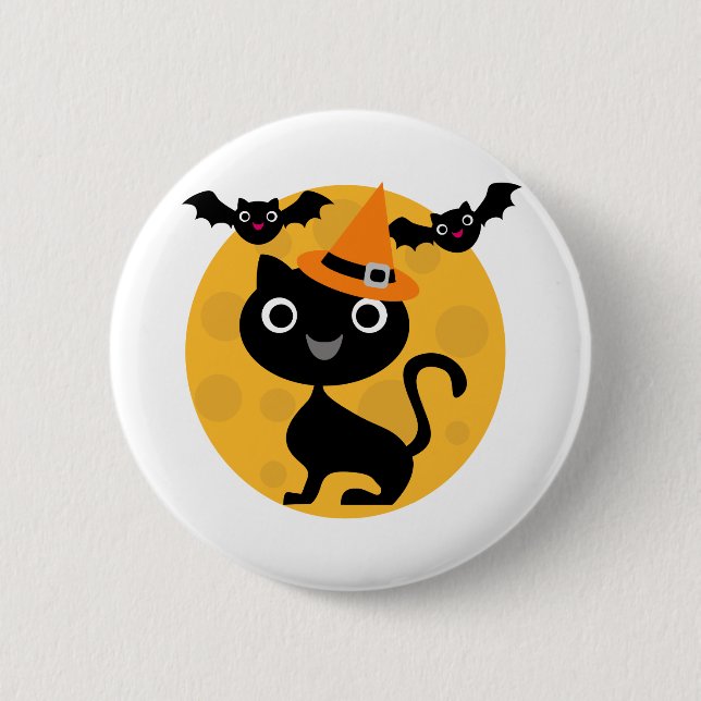 Cat and Bats Halloween T-shirts and Gifts 6 Cm Round Badge (Front)