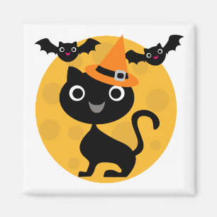 Cat and Bats Halloween T-shirts and Gifts Magnet