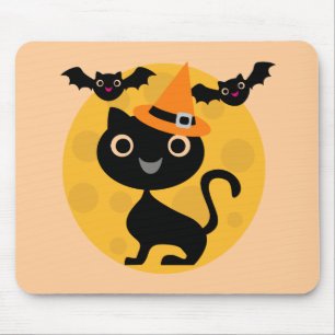 Cat and Bats Halloween T-shirts and Gifts Mouse Pad