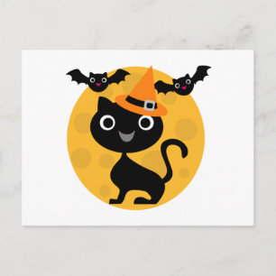 Cat and Bats Halloween T-shirts and Gifts Postcard